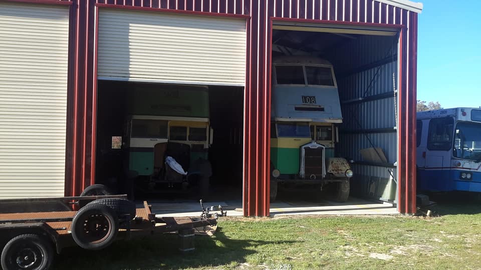 Albion parked in shed